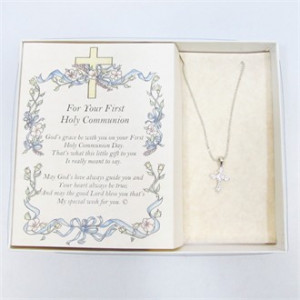 First Communion Gift Set Cross Necklace and Poem