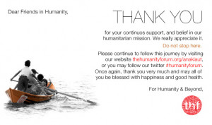 THANK YOU, for your continuos support, and belief in our humanitarian ...