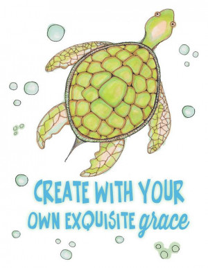 WHIMSICAL Turtle Illustration with Inspirational Creativity Quote ...