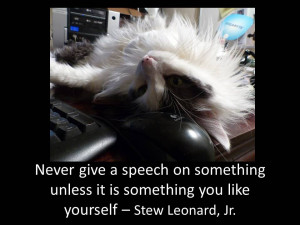 Never give a speech on something unless it is something you like ...