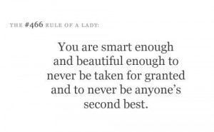 Never be someone's 2nd choice