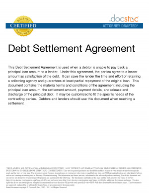 Debt Settlement Agreement Letter