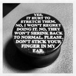 ... plugs black white punk rock punk ear stretcher black , funny , quotes