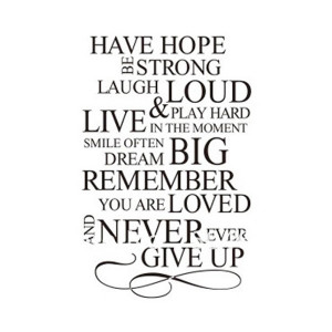 ... Hope Never Give UP Quote Wall Stickers QZ003 DropShipping(Hong Kong