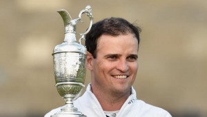 Zach Johnson with his favourite drinking receptacle!
