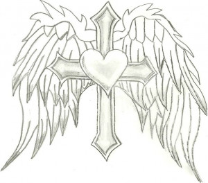 Heart with Angel Wings Drawings