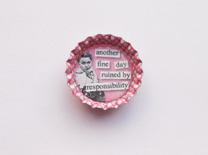 50s Retro Pink Polka Dot Bottlecap Magnet with Quote