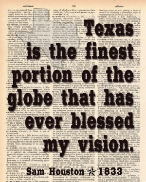 Vintage Dictionary Texas Print - Sam Houston quote
