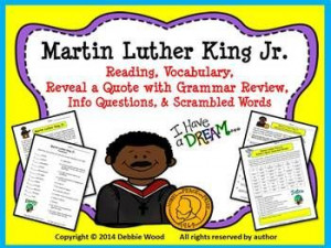Martin Luther King Jr. Reading/ Vocab/ Quote with Grammar Review/ Info ...