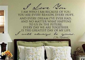 Nicholas Sparks wedding vows over bed