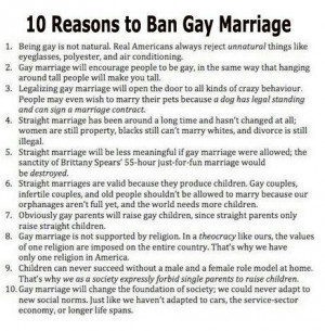 ten reasons to ban gay marriage 1 being gay is not natural real ...