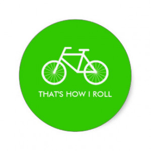 Green bicycle stickers with cute bike riding quote stickers