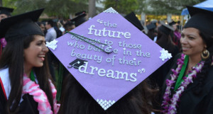 ... graduates creatively customized their caps with inspiring quotes