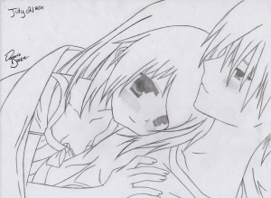 cute anime couples cuddling drawing
