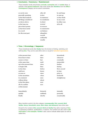 Time order transition words