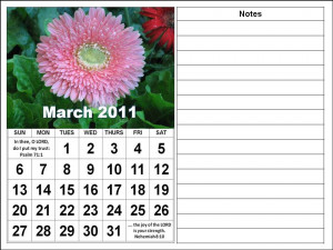 ... this Free Christian Monthly Calendar 2011 March with Bible verses
