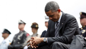 President Barack Obama waits to speak during the National Peace ...