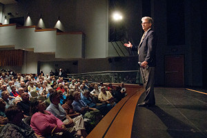 Senator Tom Coburn speaking during a town hall meeting in the ...
