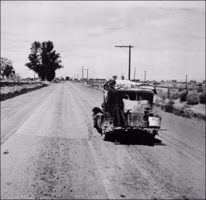 Route 66 travelers during the Dust Bowl