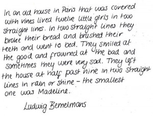 ... two straight lines...the youngest one was Madeline--Ludwig Bemelmans