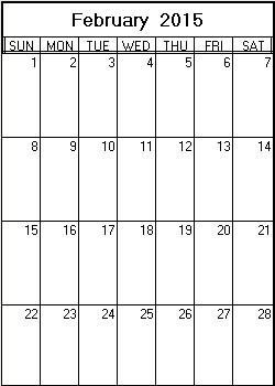 Monthly Printable Calendar February 2015