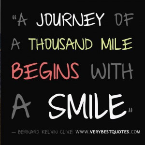 Smile quotes a journey of a thousand mile begins with a smile