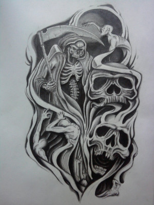 Skull Half Sleeve Tattoo Designs Drawings