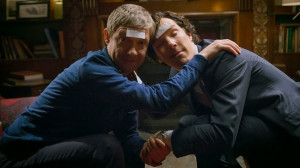 Benedict Cumberbatch and Martin Freeman as Sherlock Holmes and John ...