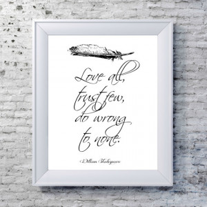 White Shakespeare Quote, Literary Quote Typography Print - Black and ...