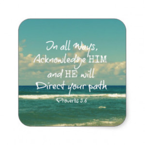 Bible Verse Quote with Ocean Square Sticker