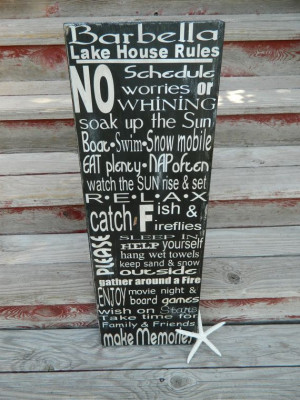 ... wood sign, handmade and handpainted with lots of fun sayings lake