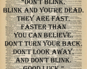 Dr Who Whovian Quote Don't Blink Victorian Dictionary Page Fine Art ...
