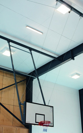 Backward-hinged basketball system