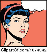 Clipart Retro Pop Art Woman In Deep Thought Royalty Free Vector ...