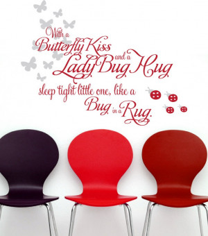 Butterfly Quote Wall Decal - Butterfly Kisses Ladybug Hugs - Children ...