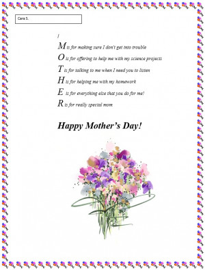 Short Mother's Day Poem Finished Example: