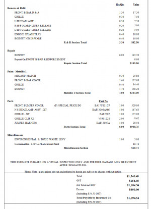 Falcon Smash Repair Quote