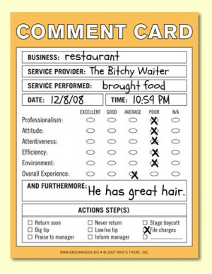 customer comment cards for restaurants templates