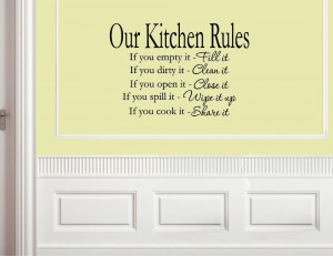 Kitchen Rules - Vinyl wall decals quotes sayings words On Wall Decal ...