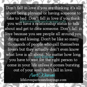 Don’t Fall In Love Just To Get Physical..