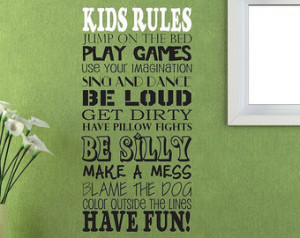 Wall Decal - Kids Rules - Wall viny l sayings - Kids Room ...