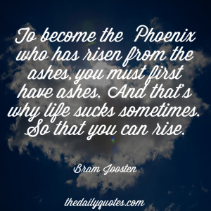 the Phoenix who has risen from the ashes, you must first have ashes ...