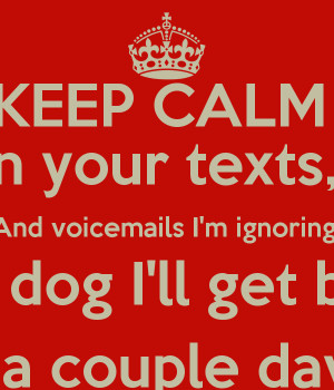 ... And voicemails I'm ignoring you dog I'll get back In a couple days