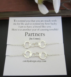 Set of -2-Partners in crime bracelets,Handcuff bracelet,Best friend ...