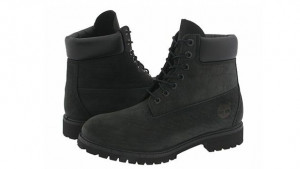 Black Timberland boots, black Jordans.