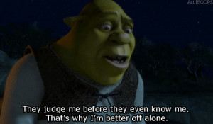 alone, judge, movie, shrek, subtitles, text, typography