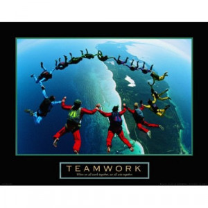 Teamwork Skydiving Ring Motivational Poster Inspirational Art Print