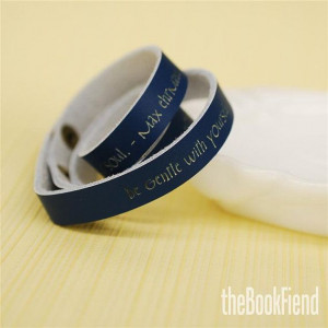 ... quote --- custom engraved leather wrap cuff DENIM LEATHER. $23.95, via