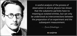 ... of an experiment and the subsequent measurement. - Erwin Schrodinger