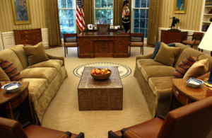 Reform of the Oval Office New chairs, lamps, wallpaper